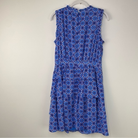 Banana Republic The Print Ruffle Dress blue tiered size 6 - Picture 12 of 15